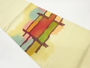 抽象模様織出し開き名古屋帯（額縁仕立て）